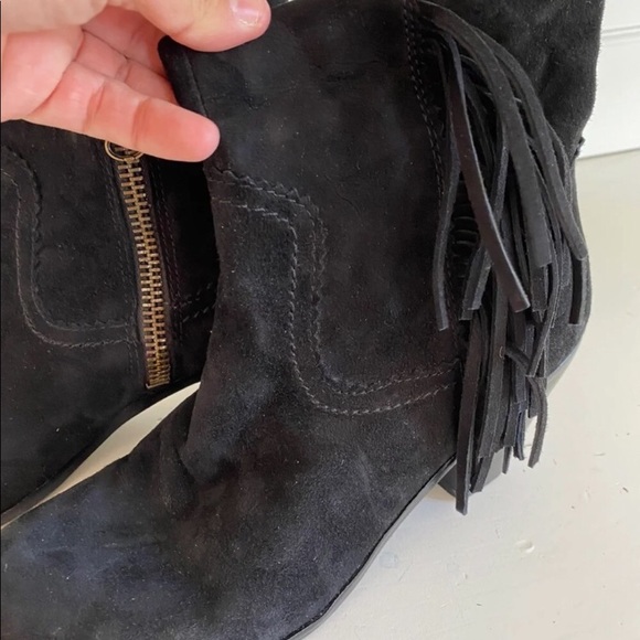 Sam Edelman black fringe zip up ankle boots size 8 - Picture 3 of 10